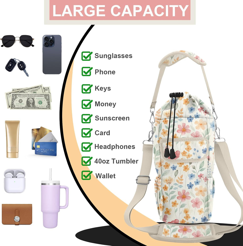 Stanley - Insulated Water Bottle Carrier Bag with Phone Pocket - Adjustable Crossbody Sling for 30/32/40 oz Tumblers