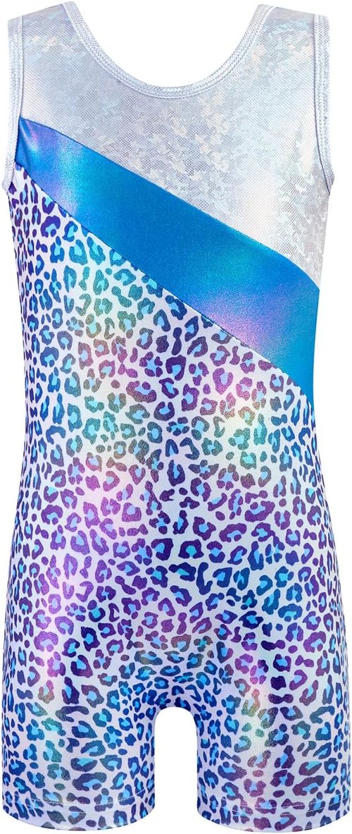 HOZIY Leotards for Girls - Stylish Gymnastics Biketard with Snowflake Ribbon Design | Blue, Purple, Hot Pink