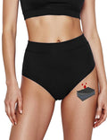Period Swim Bottoms High-Waist Tankini with Built-In Absorbent Liner, Black, Medium