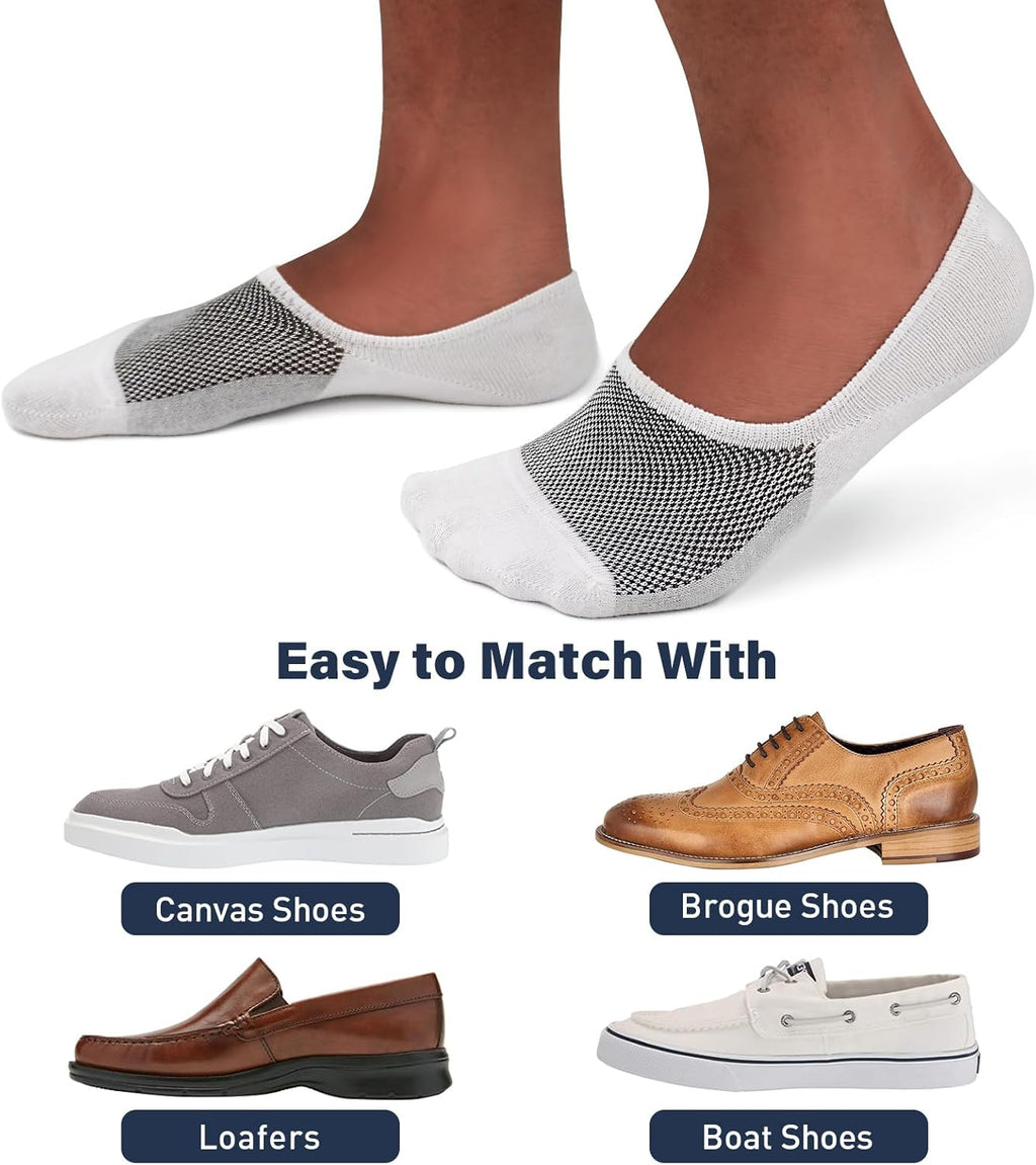 SIXDAYSOX No Show Socks for Men - 6/8 Pack of Invisible Low Cut Non-Slip Socks | Size 5-11/10-13