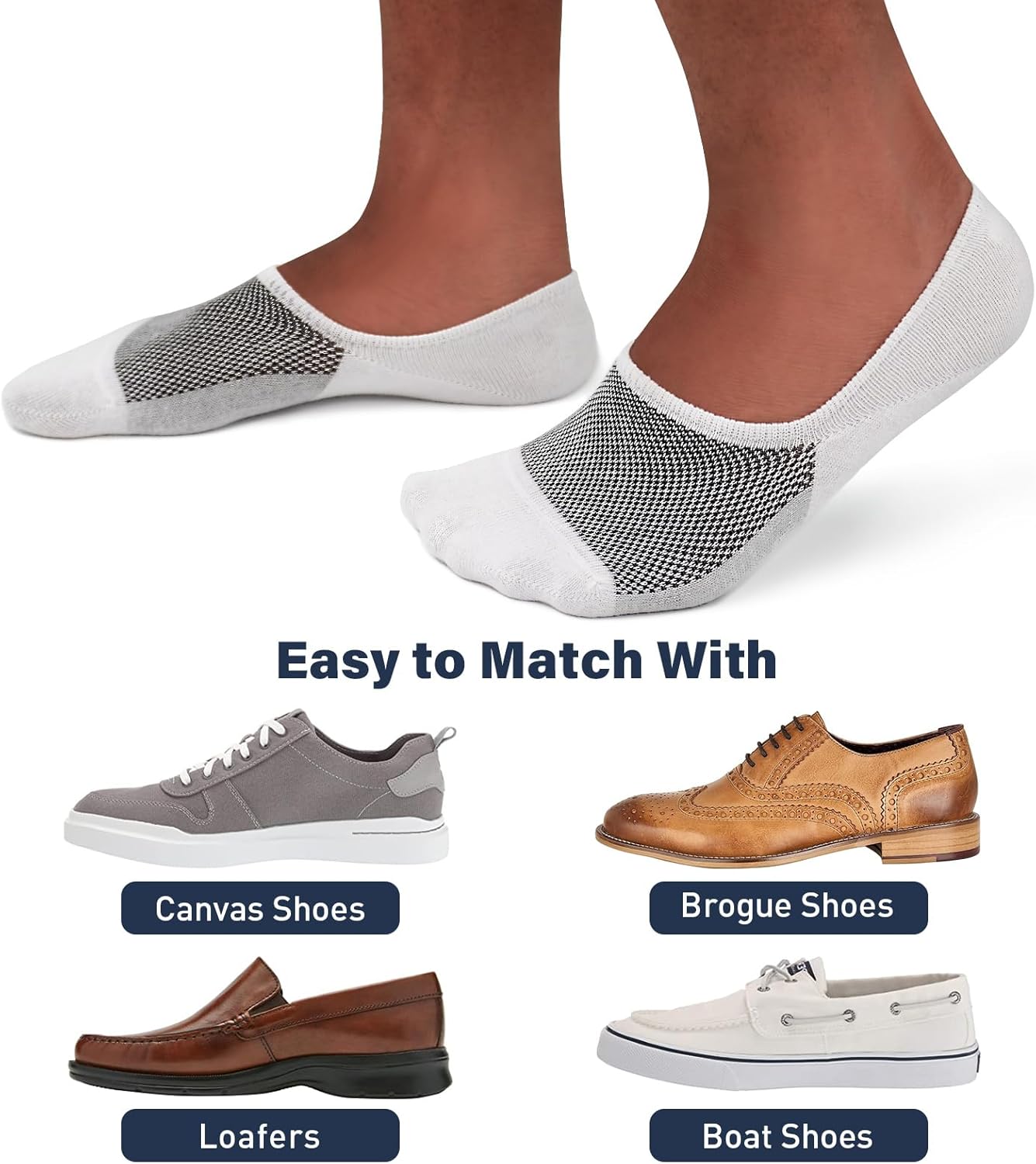 SIXDAYSOX No Show Socks for Men - 6/8 Pack of Invisible Low Cut Non-Slip Socks | Size 5-11/10-13