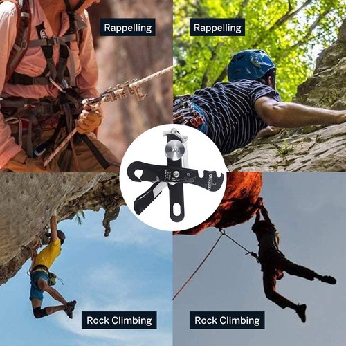 NewDoar Climbing Stop Descender Rappelling Belay for Ropes 10-12mm The Novices for Rescue & Arborist CE Certification(Black)