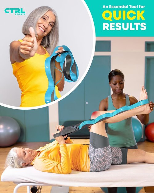 Fascia Stretching Strap with Loops - Non-Elastic Yoga Band for Physical Therapy & Flexibility | Ideal for Hamstring & Leg Stretches