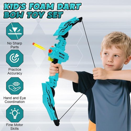 Bow and Arrow Set - Kids Archery Toy with 30 Soft Darts & 35 Suction Cup Arrows | Outdoor Sports for Ages 3-8