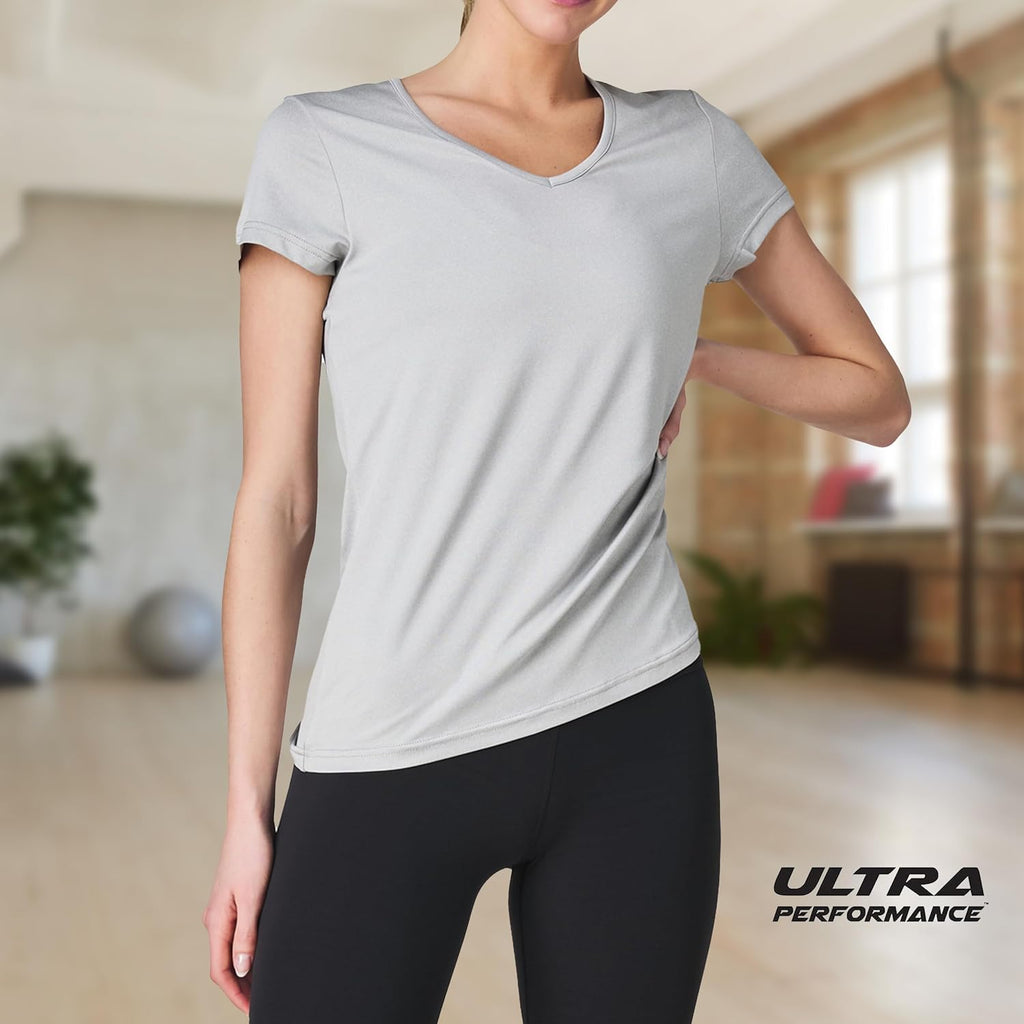 Skiennix Women's V-Neck Activewear T-Shirts - 3 Pack Athletic Workout Tops for Gym & Yoga