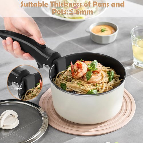 Wayona 2 Pack Removable Handles for Pots and Pans Black - Universal Detachable Pan Handle - Heat-Resistant Plastic, Stainless Steel, Silicone - Black