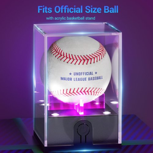 Leshein Baseball Display Case - LED Lighted Acrylic Holder for Memorabilia | UV Protected Design