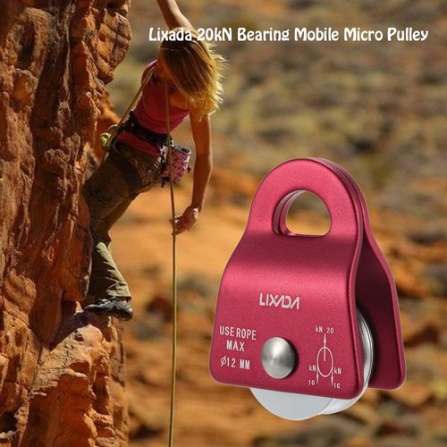 Lixada 20kN Bearing Mobile Micro Pulley Max Rope 1/2in for Rigging Arborist Climbing