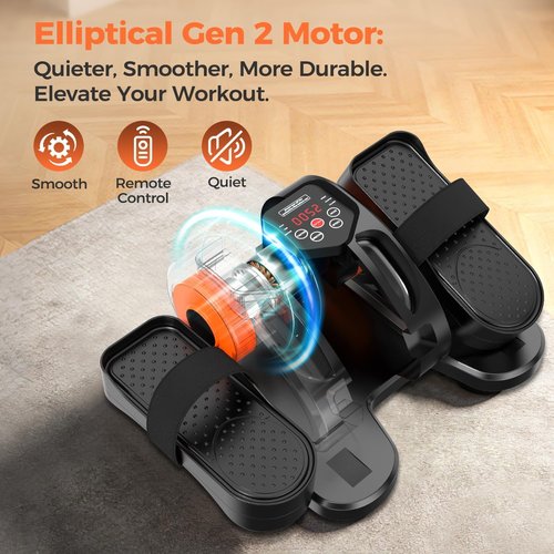 ESL Under Desk Elliptical - Compact Portable Leg Exerciser with Remote Control & LCD Display