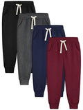Aocku 4 Pack Boys Sweatpants Joggers Cotton Athletic Sweatpants Youth Joggers Pants with Pocket Drawstring Set A M