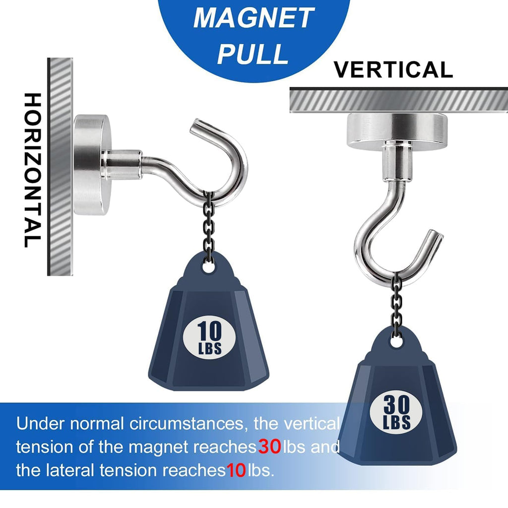 LOVIMAG Magnetic Hooks for Hanging, 30lbs Magnet Hooks for Cruise Ship Essentials, Strong Magnets for Classroom, Rare Earth Magnets with Hooks for Cruise Must Haves, Camper, Locker,Ceiling-15 Pcs