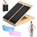 Wooden Slant Board for Calf Stretching, Adjustable Calf Stretch Board with Training Poster & Resistance Bands, 300lb Weight Capacity Calf Ankle Achilles Physical Therapy Leg Exercisers Portable