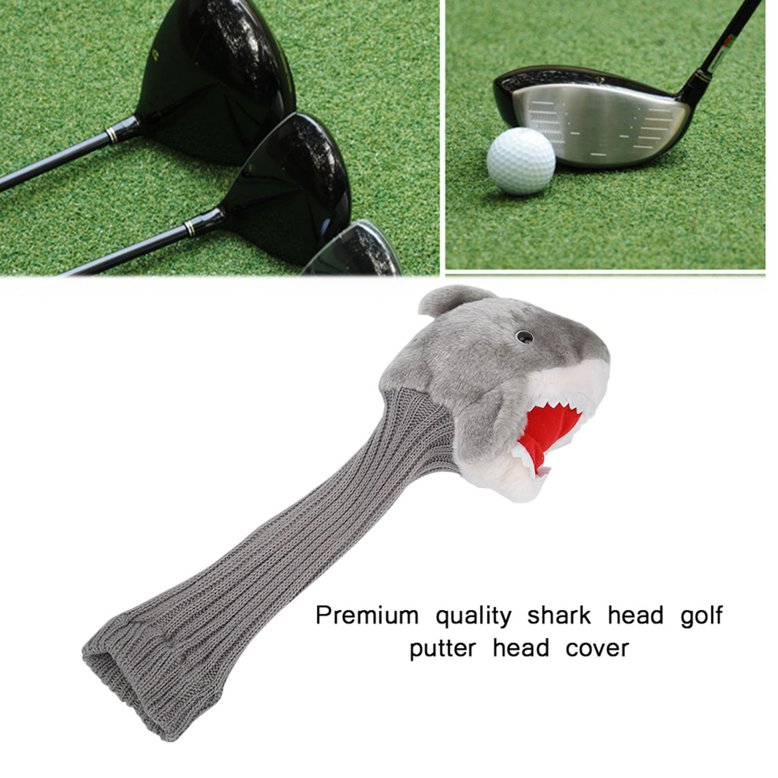 Yosoo Golf Club Cover Shark Animal Golf Club Cover, Plush Cloth Golf Headcover for Brand 3 and 5 Wood Driver, Wear Resistance Cute Shark Head Golf Club Cover 14.6 * 7.1 * 4.3in
