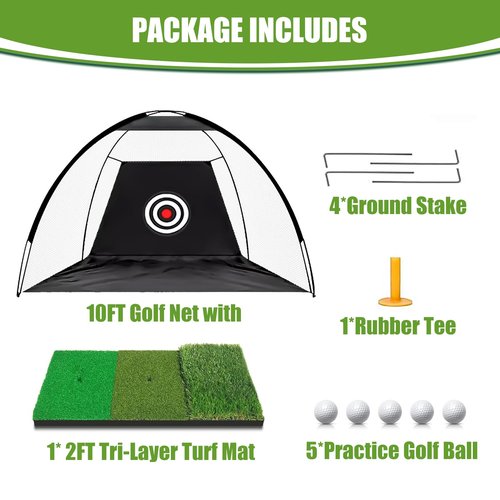 Golf Net - 39"x31" Golf Practice Net with Multi-Target Zone, All-in-1 Hitting Mat & Balls, Indoor Outdoor Net for Backyard