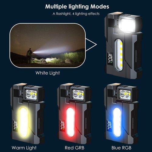 G5 EDC Flashlight – 2Pcs 400 Lumens Super Bright Rechargeable Mini Light with 270°Rotatable Magnet, 3 Modes Dual Light, 1200mAh Portable Flat Pocket Flashlights for Outdoor Camping Daily Carry (2Pcs)