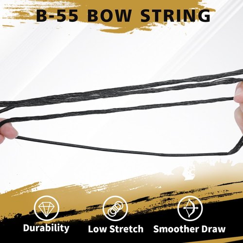 LWANO B55 Bow String - Replacement for Recurve & Longbow - 12/14/16 Strands, 48-70in, Includes 2 Brass Nocks