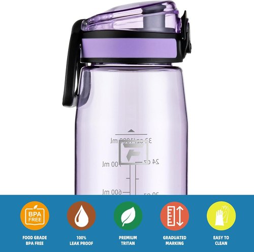Fanhaw 32 oz Tritan Water Bottle - Clear, BPA-Free, Lightweight & Leak-Proof | Ideal for Gym & Travel