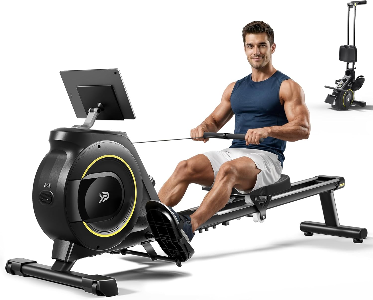 Rowing Machine | Rowing Machine for Home with 350 LB Capacity & 16-Level Silent Resistance - Compact & Foldable for Full-Body Workout