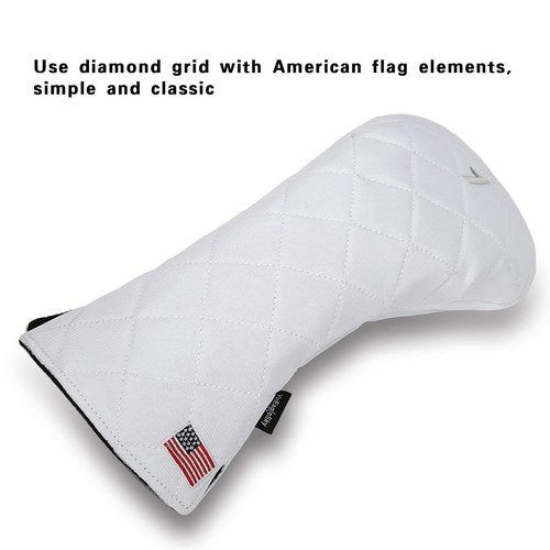 YuEagleSky Golf Club Head Covers (4PCS) Driver Fairway #3#5 Hybrid USA Flag for Club Men Women (White)