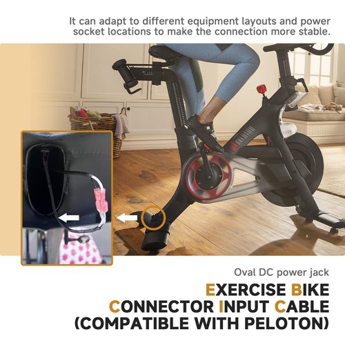 MUGLFPT Power Cord Plug Connector Compatible with Peloton Bike (Not for Bike Plus), Oval DC Jack, 8.85 Inches Long, Exercise Bike Power Plug Connector Replacement