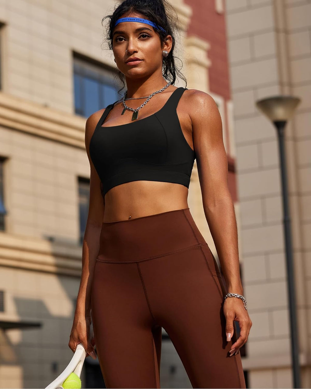 RUNNING GIRL Sports Bra - High Support Racerback Design | Grey Moulded Cup for Maximum Comfort