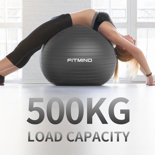 FITMIND Extra Thick Yoga Ball - Anti-Burst Stability Ball for Workout & Pregnancy | 22in/26in/30in with Pump