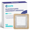 Conkote 10 Pack Silicone Super Absorbent Dressings for Wound Care, FSA or HSA Gentle Adhesive Bandages 5" X 5" Large High Absorbency Waterproof Bandages
