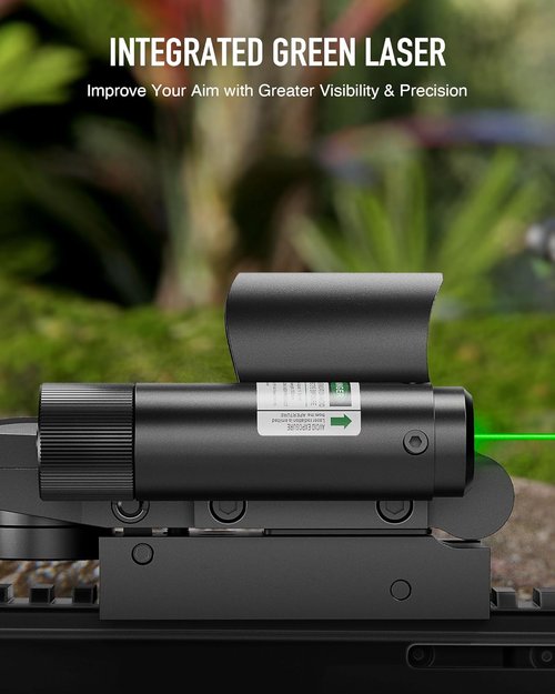 Hiram Reflex Sight - 2 MOA Red Dot Sight with Green Laser | 4 Reticle Patterns & 8 Brightness Settings for Tactical Use