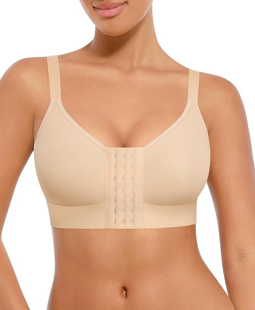 FeelinGirl Post-Surgery Bras - Wireless Full Coverage Compression Bra for Mastectomy | Front Closure Design