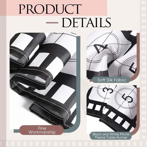 Breling Movie Night Table Runner - Film Strip Design for Party Decor | 12 x 72 Inch, Classic Style (3 Pcs)