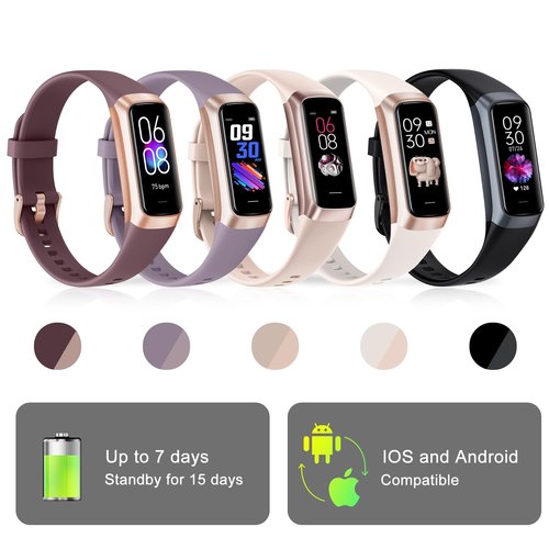 Bakoor Fitness Tracker with 24/7 Heart Rate Blood Oxygen Sleep Monitor, 1.10" AMOLED Touch Screen Step Trackers Watch, IP68 Waterproof Step Counter Pedometer for Women Men