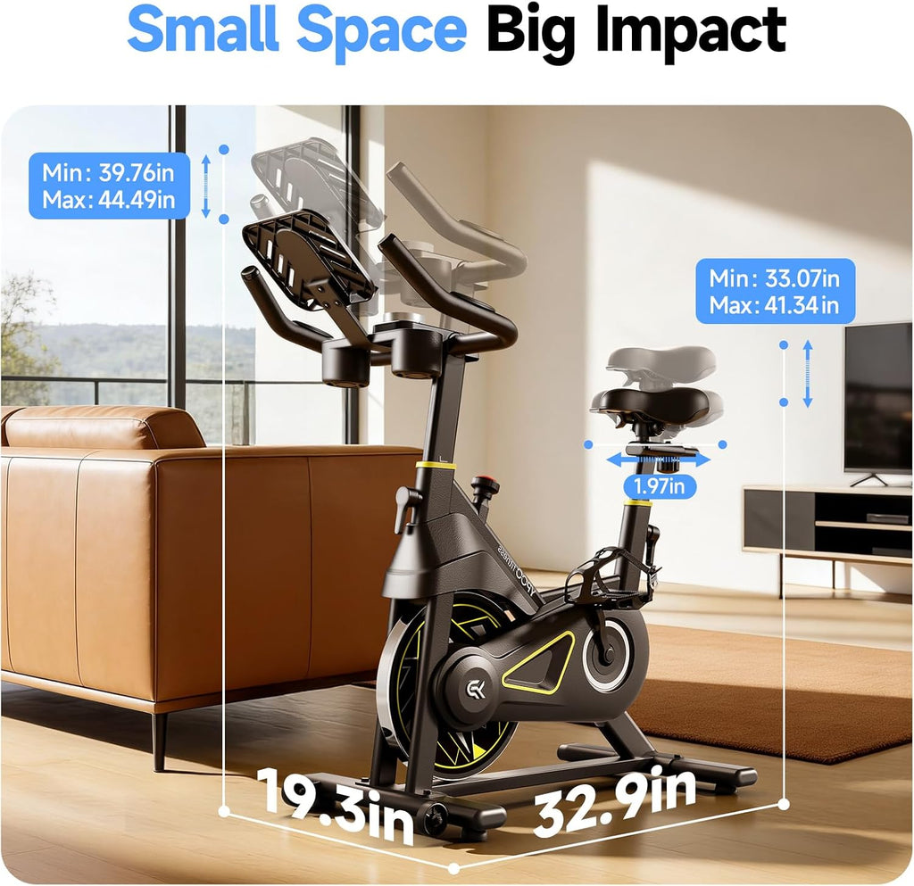 YPOO Exercise Bike - Adjustable Magnetic Resistance Indoor Bike with App & 330lbs Capacity