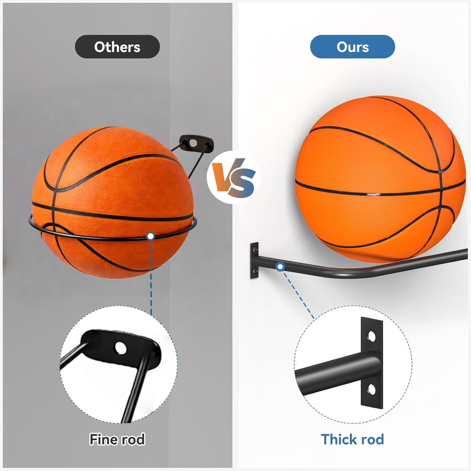 Wall Mount Ball Rack by [Brand Name] - Garage Sports Equipment Organizer with 12-Ball Capacity