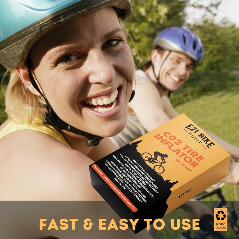 CO2 Bike Tire Inflator Kit with 16g Cartridge — Portable Trigger-Controlled Presta & Schrader Inflator