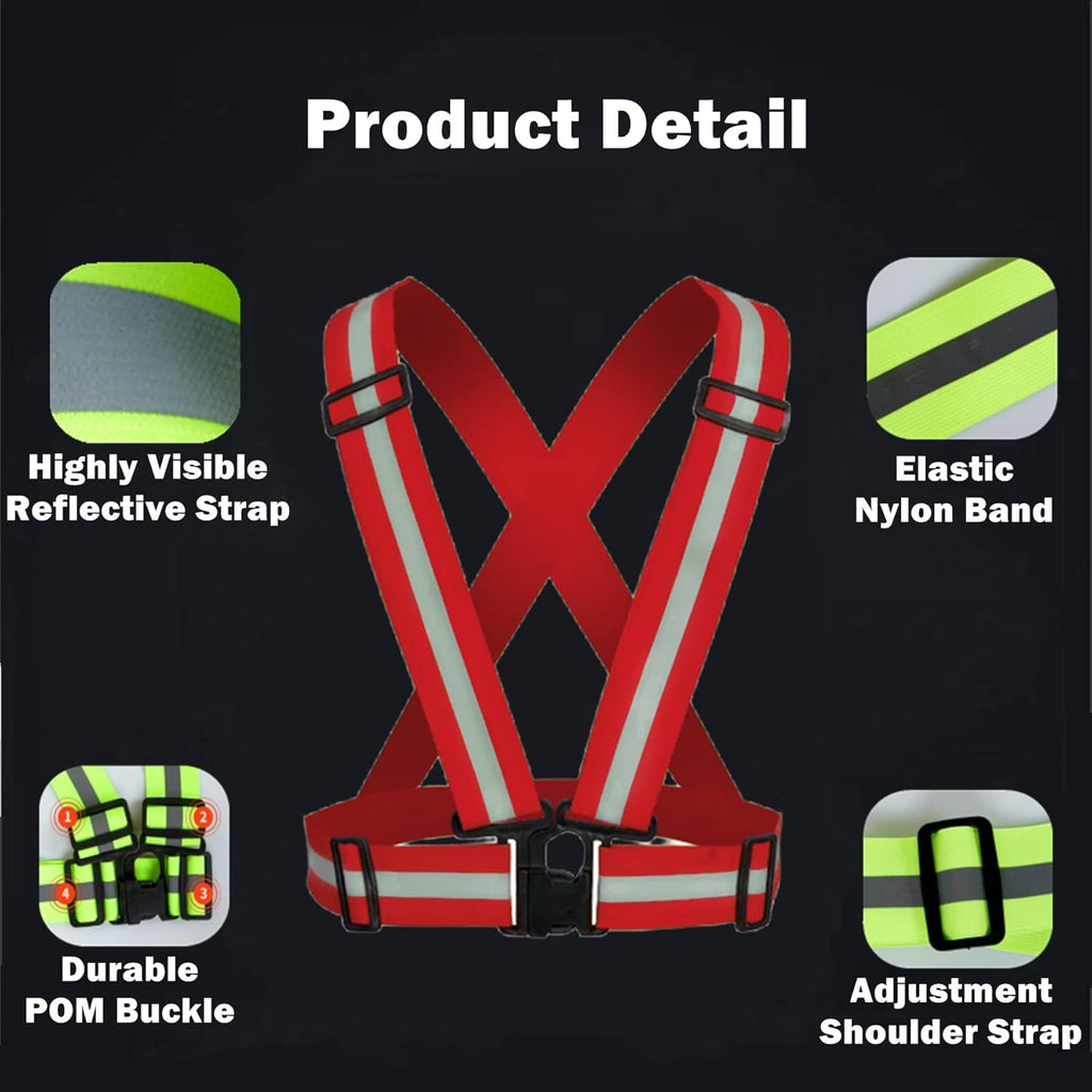 Reflective Strap Safety Vest - Adjustable High Visibility Running Gear for Men & Women | 2-10 Pack