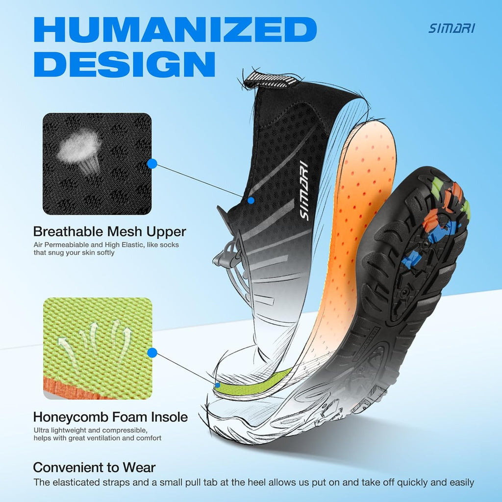 SIMARI Water Shoes - Quick-Dry Barefoot Aqua Socks for Men & Women | Lightweight Non-Slip Swim Shoes