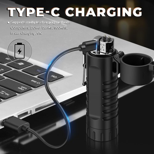 Lafagiet Electric Lighter, USB C Rechargeable, with LED Battery Display, Flashlight, 360° Flexible extendable Arc Lighters for Candle, Camping, Outdoor Adventure