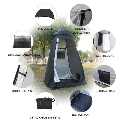 PASBAS Pop Up Privacy Shower Tent with Carry Bag, Portable Outdoor Toilet Changing Dressing Room,Easy Set with rain shelter, Instant Dressing Bathroom for caming, Hiking, Fishing,UPF 50 & Waterproof,