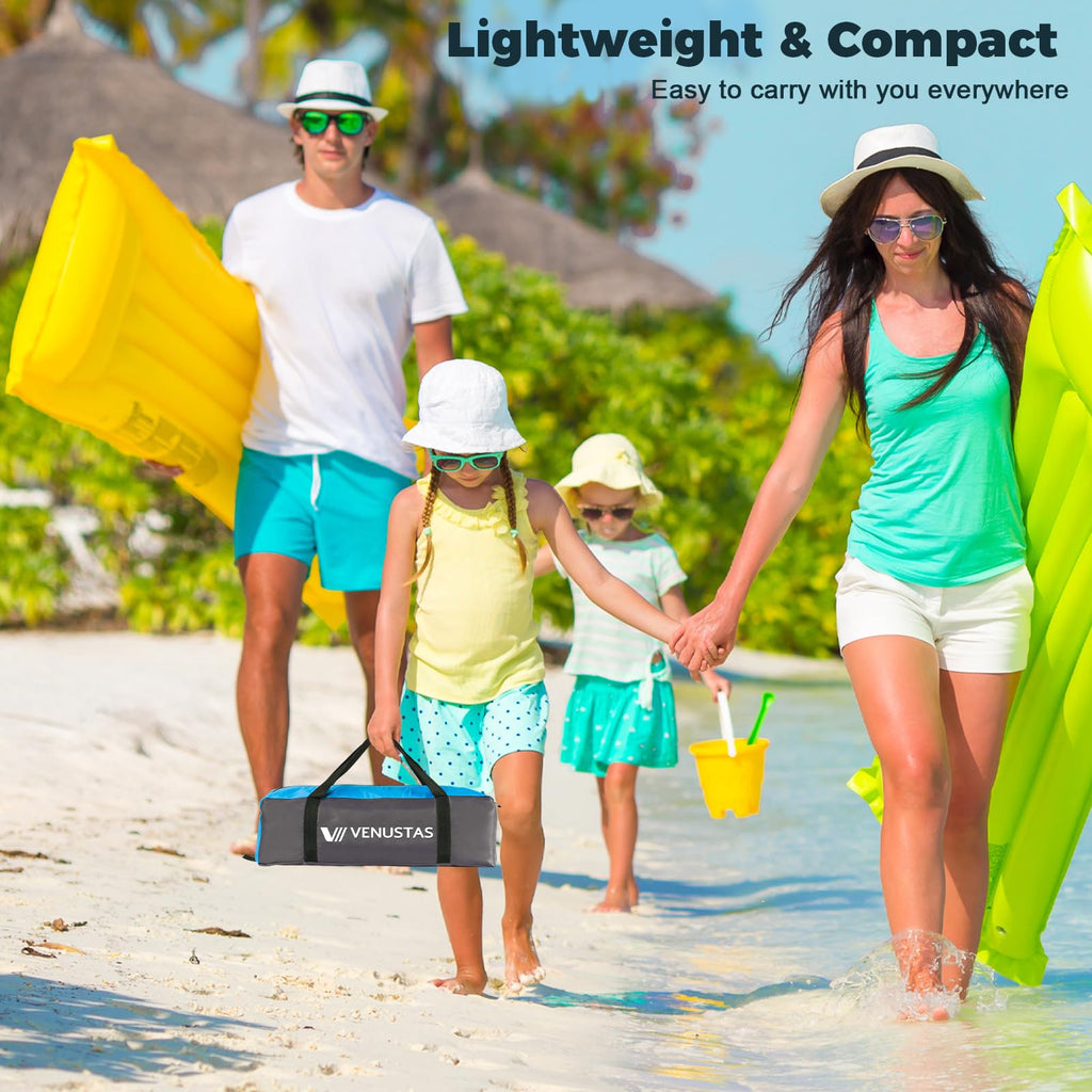 Venustas Beach Tent Sun Shelter for 3/4/6/8 Person, UPF 50+ UV Protection Beach Canopy, Lightweight and Easy Setup Cabana, Portable Beach Shade Tent