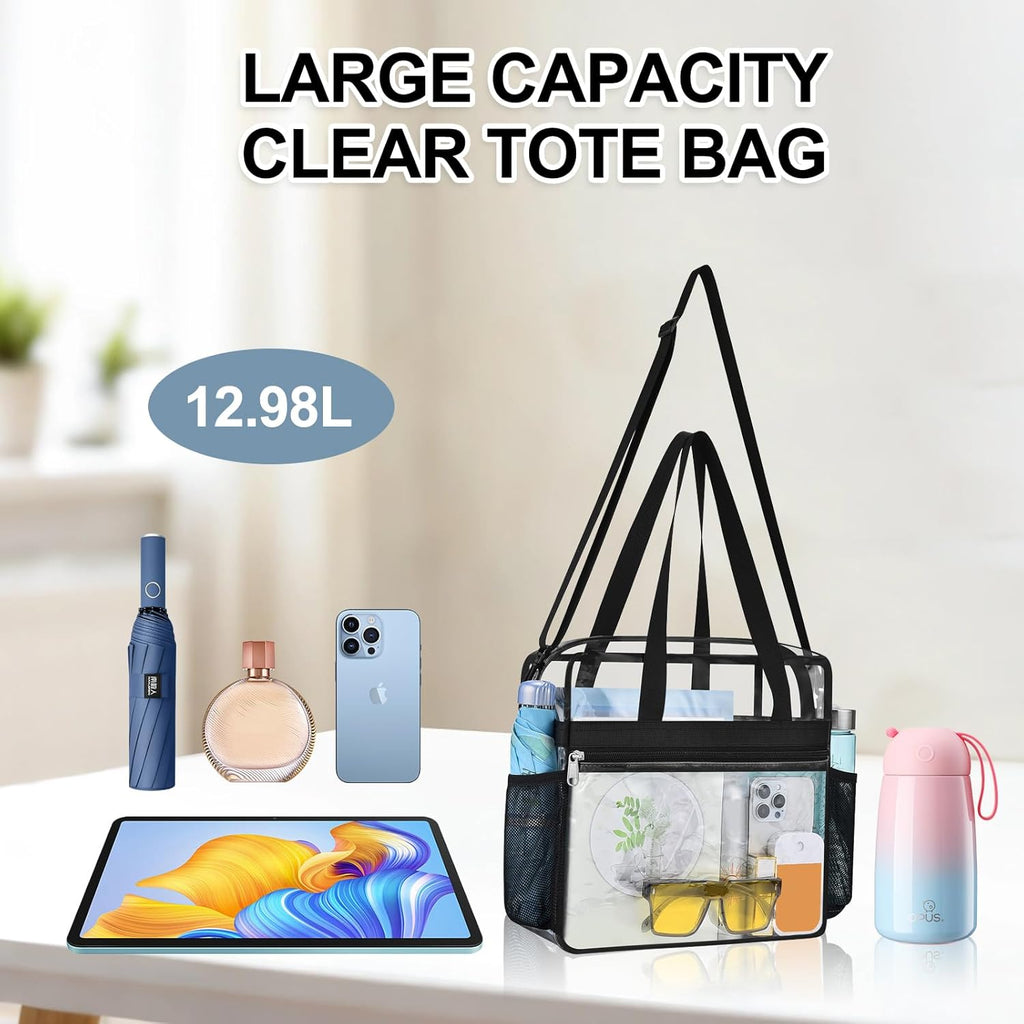 Skiennix Clear Stadium Bag - 12x6x12 Clear Tote for Concerts, Sports & Festivals