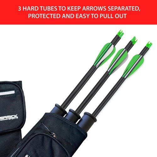 Archery Arrow Quiver - Adjustable Waist Quiver with 3 Removable Tubes & Pockets | Perfect for Hunting & Target Practice