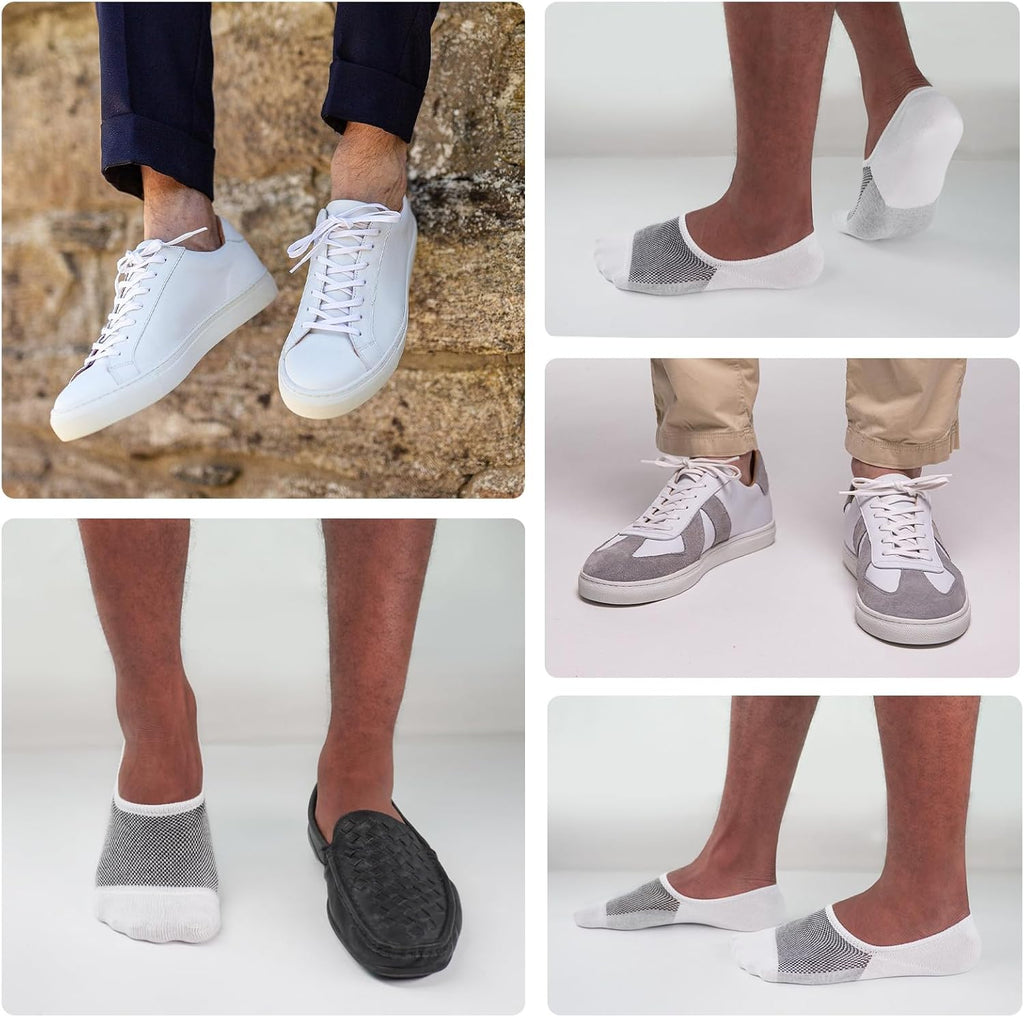SIXDAYSOX No Show Socks for Men - 6/8 Pack of Invisible Low Cut Non-Slip Socks | Size 5-11/10-13