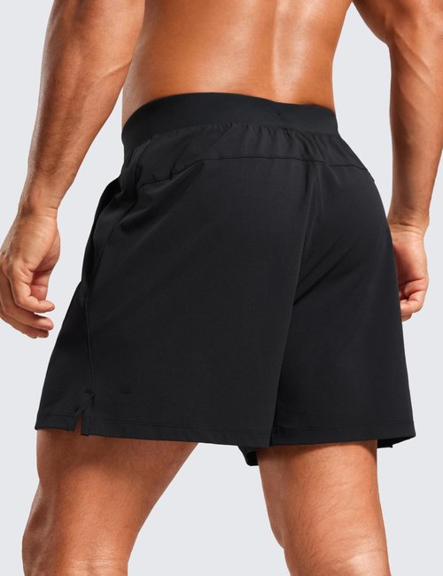 CRZ YOGA Mens Texture Training Shorts 5" - Side Split Quick Dry Lightweight for Workout Running with Zipper Pocket Black X-Large