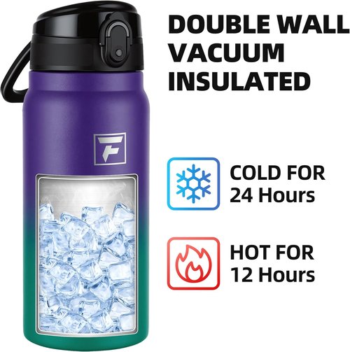 Fanhaw 20 Oz Insulated Stainless Steel Water Bottle - Leak-Proof Chug Lid | BPA-Free & Wide Mouth (Purple Green)