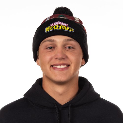 Bioworld My Hero Academia Beanie Deku Shoto Bakugo Sublimated Knit Cuffed Winter Hat with Pom Multicolored