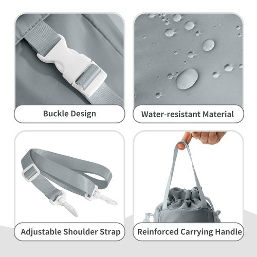 BAVELOE Water Bottle Holder with Strap Phone Pocket 32oz 40oz 64oz Tumbler Water Bottle Carrier Sling Bag Crossbody (Grey)