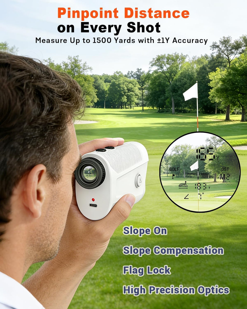 Skiennix Golf Rangefinder - 1500 Yards Laser Precision with Slope, 7X Magnification & Vibration Lock