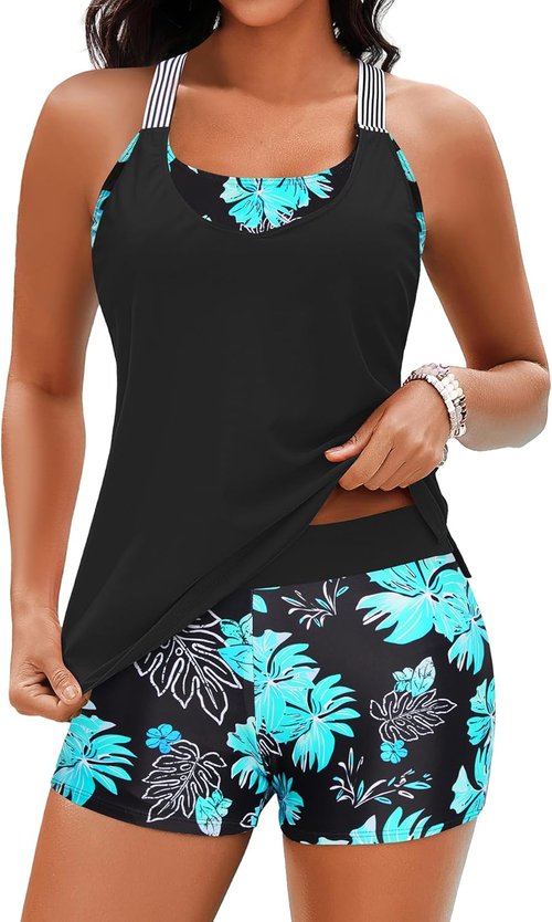 Daci Tankini Swimsuits for Women - 2025 Tummy Control 2-Piece Bathing Suit with Shorts