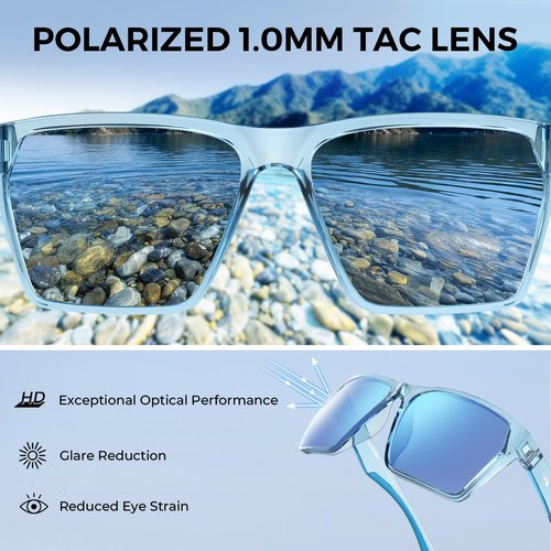 KastKing Beartrap Polarized Sport Sunglasses for Men & Women, Wayfarer Design, PuriVex Scratch & Water-Resistant Coating, UV400 Protection, Fishing, Driving & Boating Eyewear