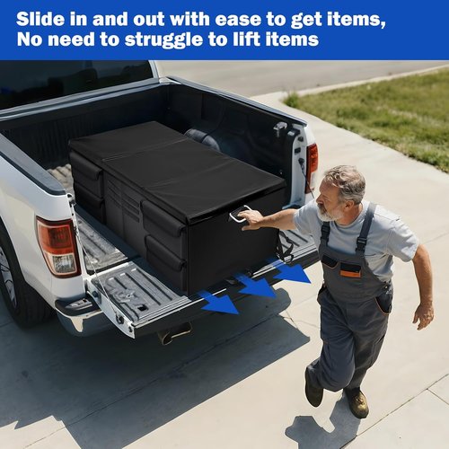 Mixsuper Truck Bed Organizer - Heavy Duty Storage Solution with Adjustable Straps for All Truck Sizes